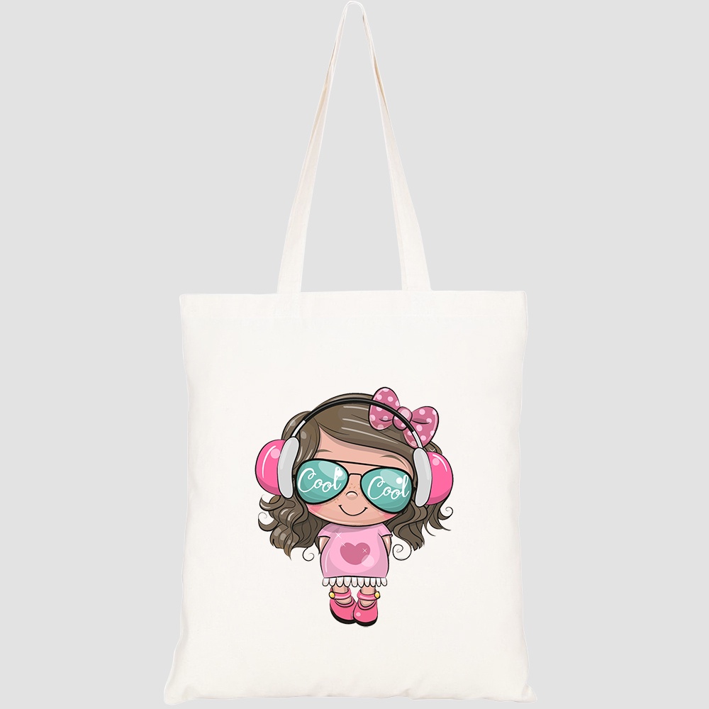 Túi vải tote canvas HTFashion in hình cool cartoon cute girl sun HT402