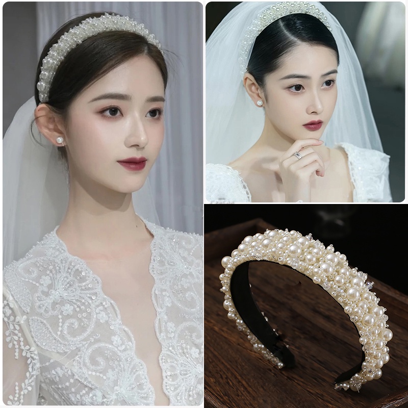 Băng đô ngọc trai trắng thanh lịch sang trọng cho cô dâu