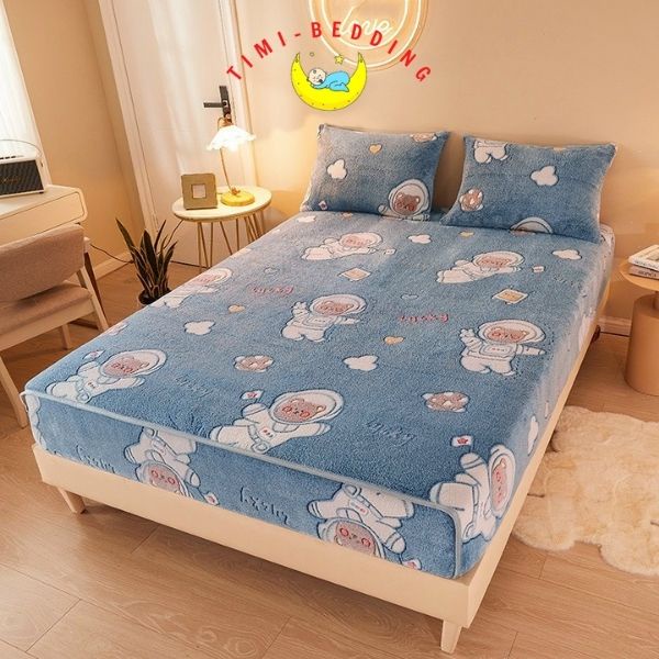 Ga nhung trải giường - Ga giường nỉ nhung thương hiệu họa tiết cao cấp dày dặn, ấm áp - Timibedding