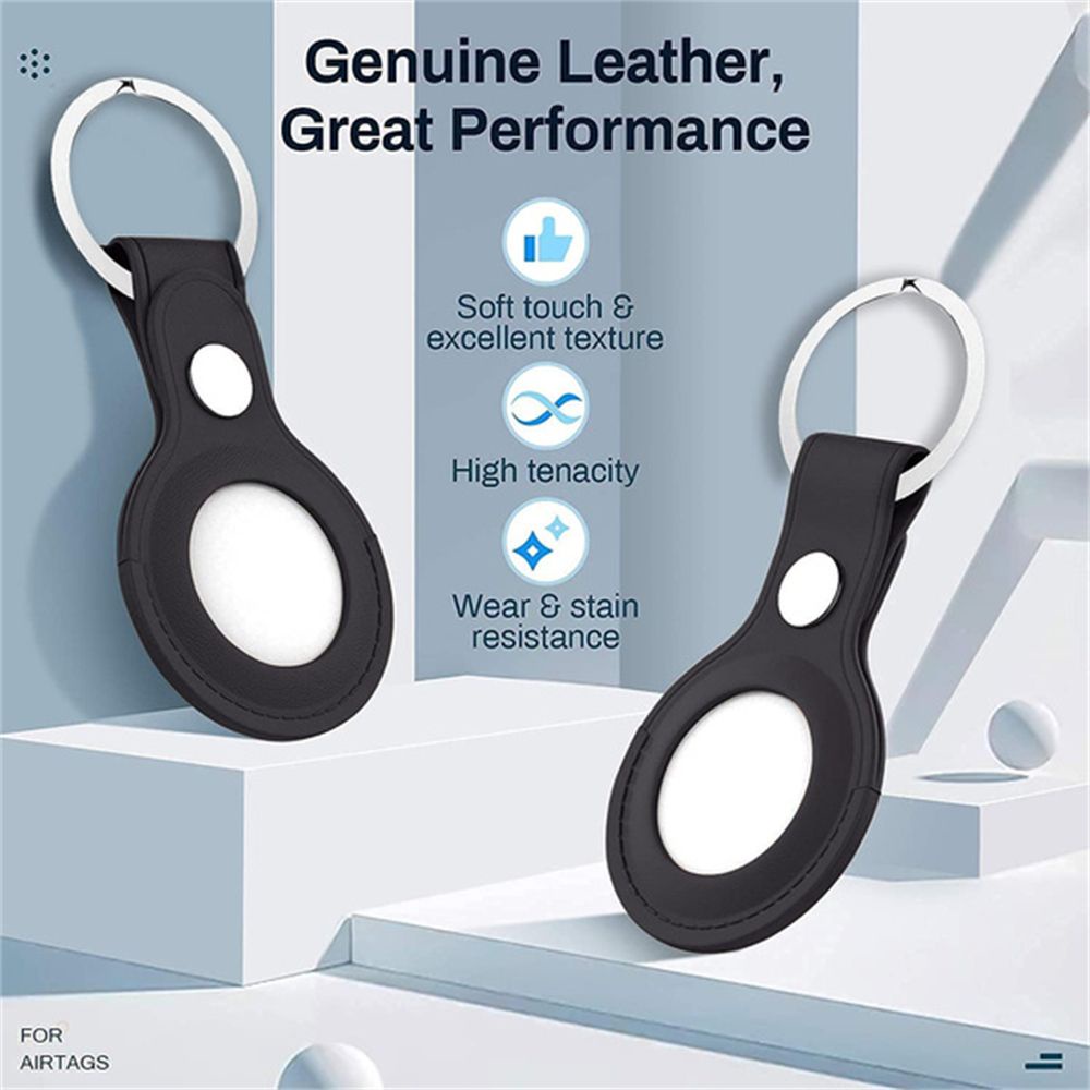 Vỏ bọc chìa khóa bằng da kèm móc khóa cho Airtags Airtag