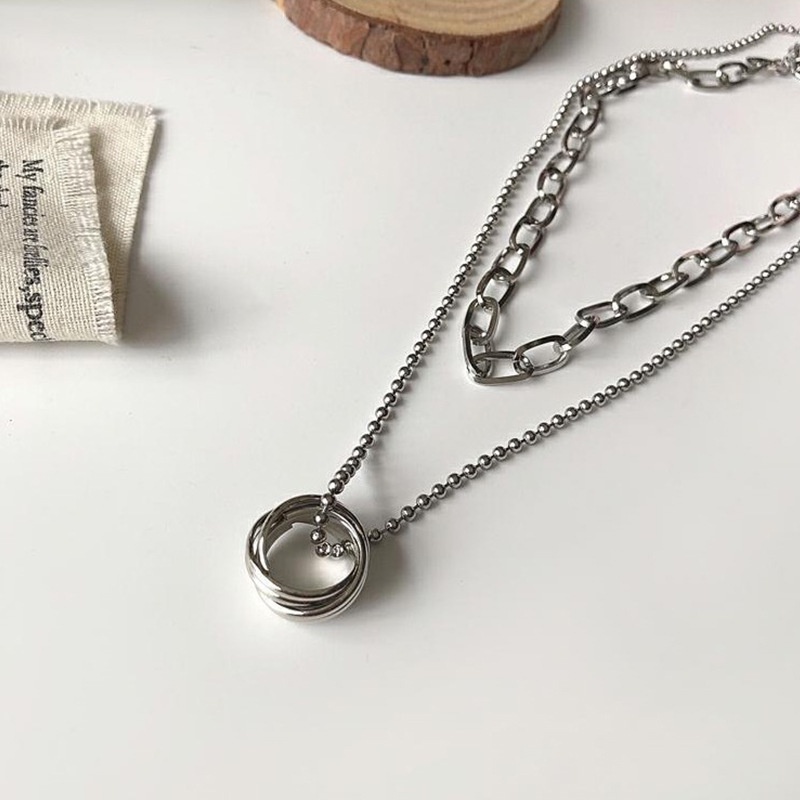 Vòng cổ Hai Lớp Bằng Thép Titan Phong Cách Hàn Quốc Thời Trang Cho Nữ