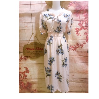 Sale đầm maxi hoa voan thái 2 lớp