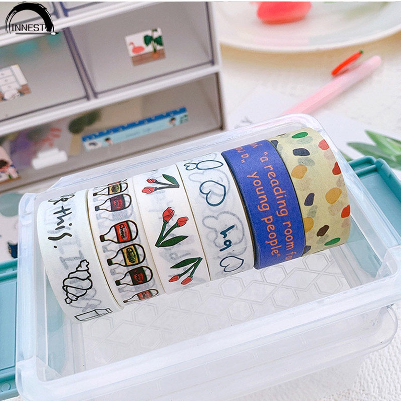 Cuộn Băng Keo Giấy Washi Họa Tiết Hoạt Hình Đáng Yêu Trang Trí Sổ Tay Đa Ứng Dụng