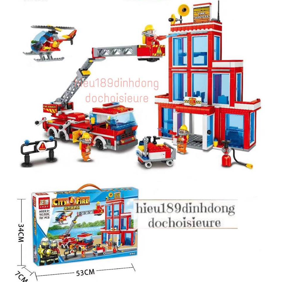 Lắp ráp xếp hình NOT Lego city 5555 : Trung tâm trạm cảnh sát cứu hỏa 783 mảnh
