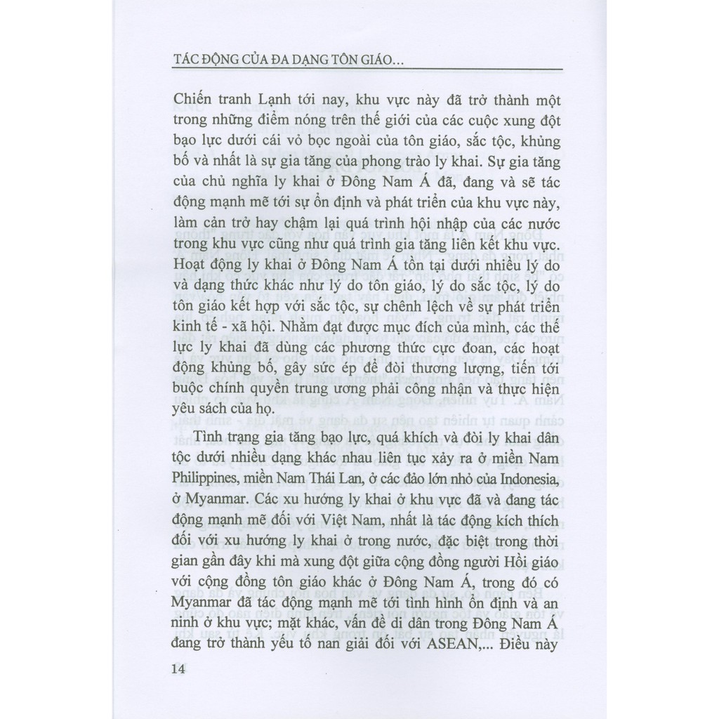 Sách - Tác Động Của Đa Dạng Tôn Giáo Tộc Người Ở Đông Nam Á Đối Với Cộng Đồng Asean | BigBuy360 - bigbuy360.vn