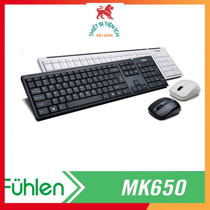 Bộ phím chuột không dây Fuhlen MK650 màu đen/trắng-Hàng chính hãng BH 24 tháng