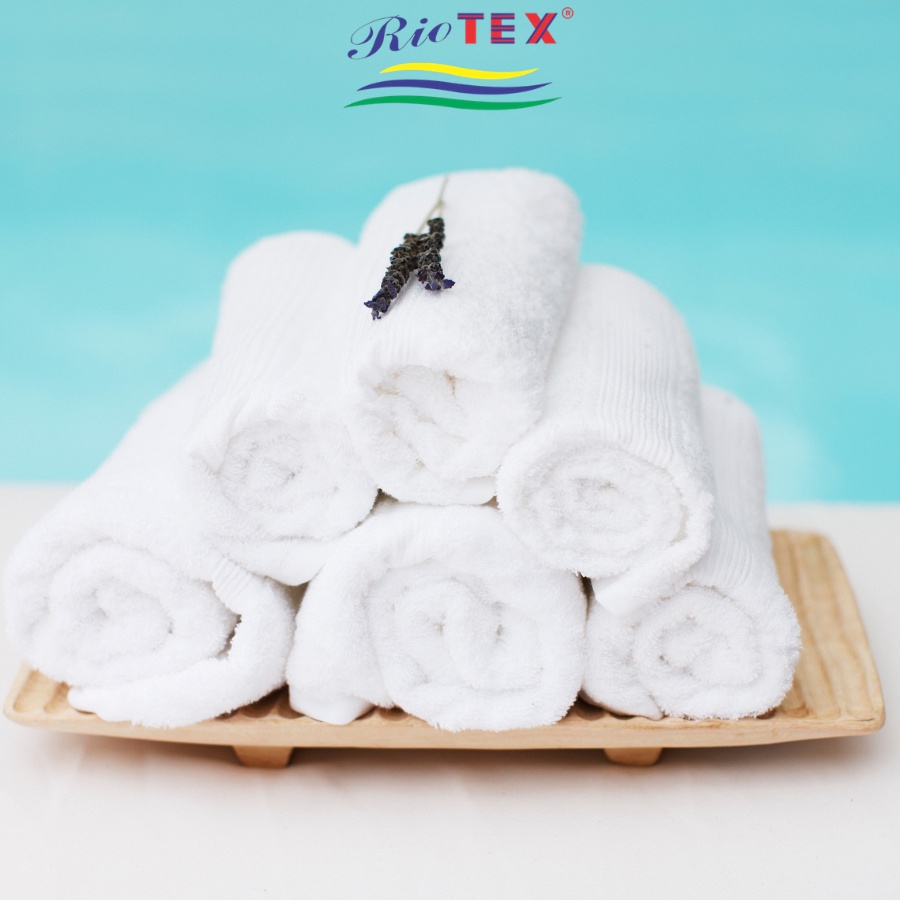Khăn Mặt RIOTEX- Khăn trắng Bền Đẹp Kích Thước 35x75cm 150g A dành cho Gia Đình, Khách Sạn, Spa...