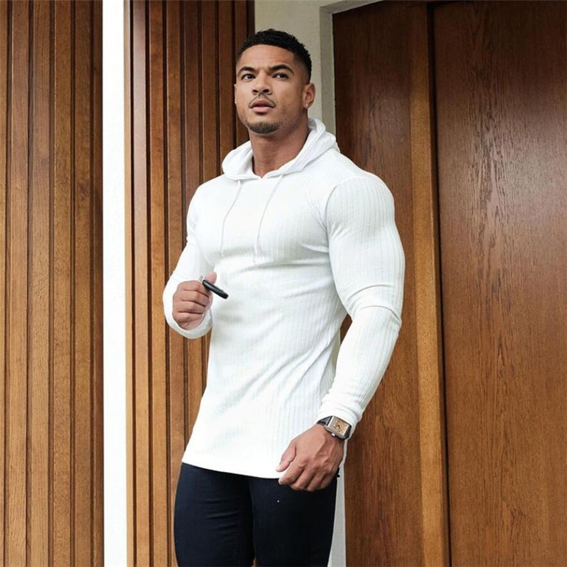 Men's Long Sleeve Hooded Sweaters Spring Autumn Pullovers T Shirt Simple Round Collar Clothing Slim Casual Loose Male T Shirts | BigBuy360 - bigbuy360.vn