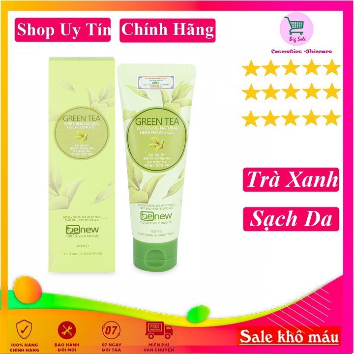 Kem tẩy da chết xóa mụn, trắng da trà xanh BENEW GREEN TEA PEELING GEL Hàn Quốc- 120ml -MỸ PHẨM CHÍNH HÃNG
