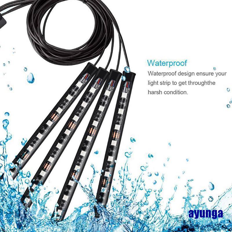 Bộ 4 Đèn Led 9 Bóng RGB Cho Nội Thất Xe Hơi