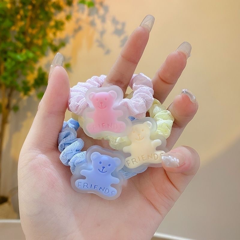 ✨✨Dây Buộc Tóc Xếp Ly Họa Tiết Gấu Dễ Thương Cho Nữ Sinh