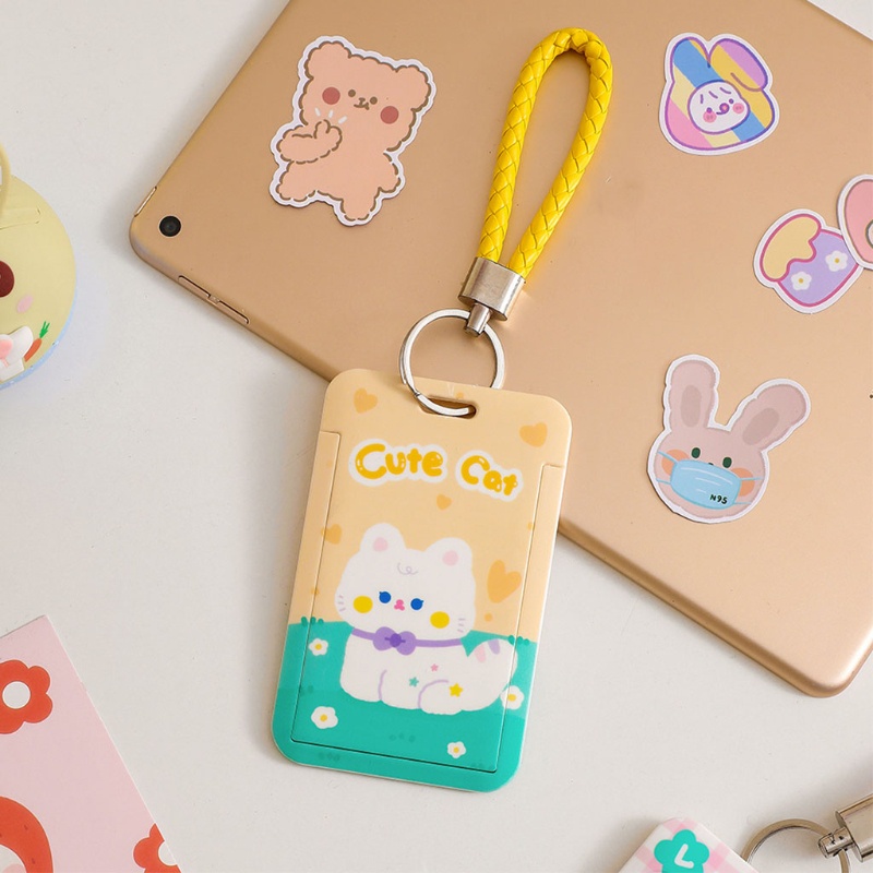 Ví Đựng Thẻ ID Họa Tiết Hoạt Hình Dễ Thương Kèm Móc Khóa Tiện Dụng Cho Nam Và Nữ