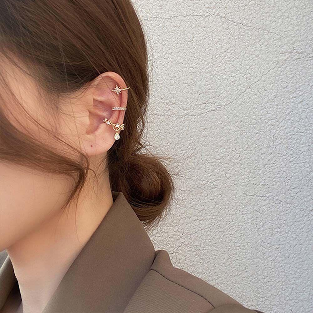 QQMALL Khuyên Kẹp Vành Tai Hình Ngôi Sao Nhỏ Không Xỏ Lỗ Phong Cách Đường Phố Tối Giản Thời Trang
