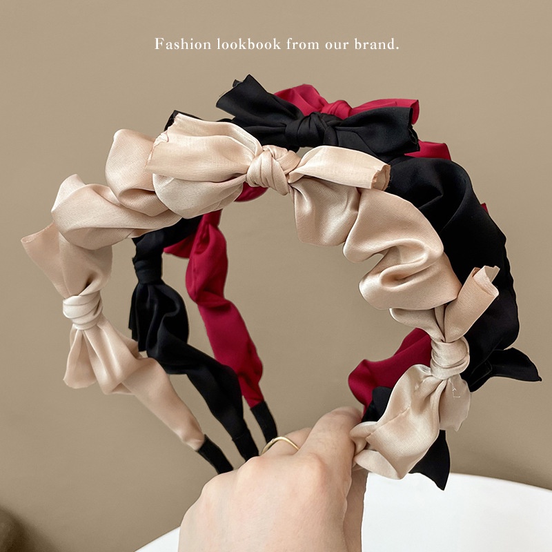 Băng đô nơ xếp ly màu sắc Retro