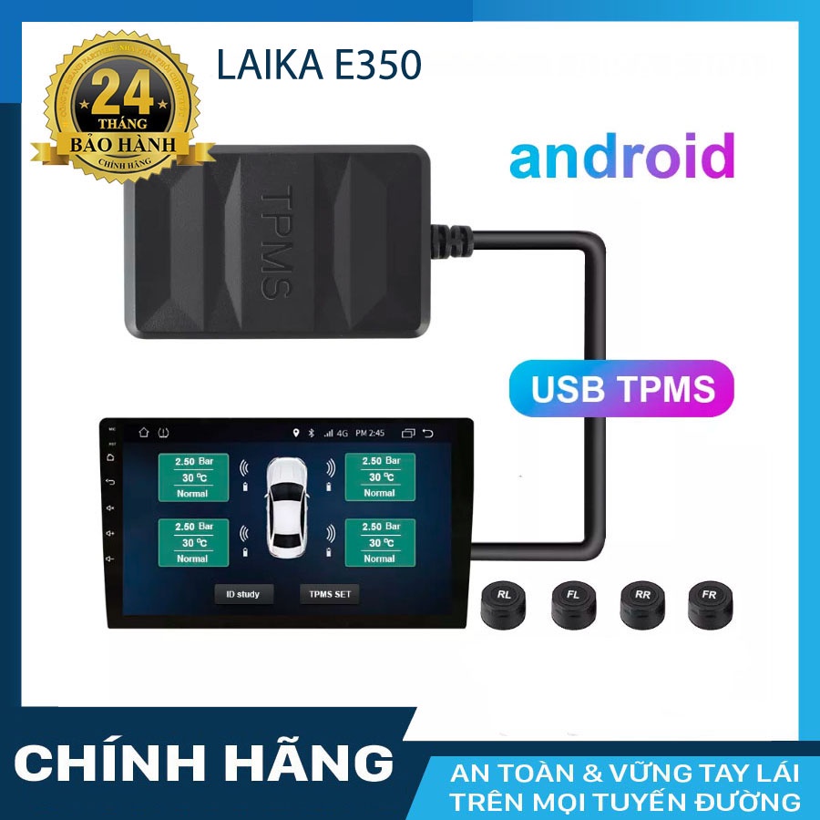 Cảm biến áp suất lốp ô tô Laika E350 cho màn hình Android