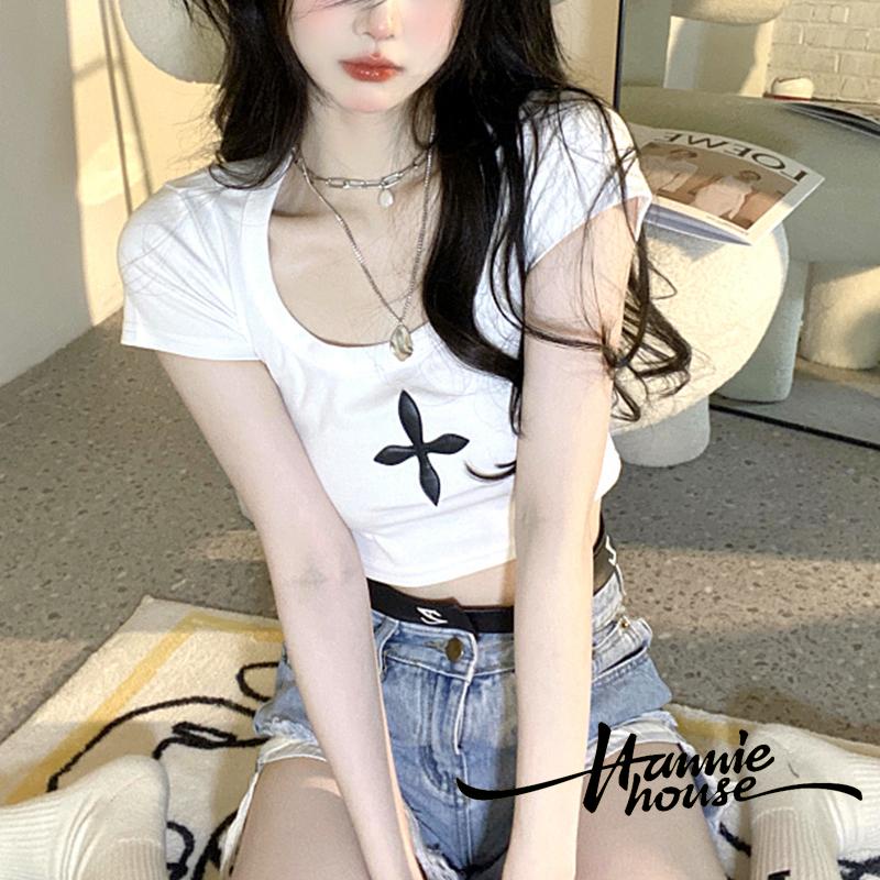 Áo Thun Nữ Ngắn Tay Cổ Khoét Sâu Gợi Cảm