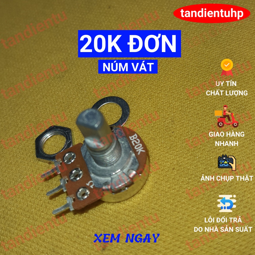 CHIẾT ÁP, BIẾN TRỞ  ĐƠN - ĐÔI - KÉP NÚM VÁT KÈM ỐC VÀ LÓT 10K, 20K, 50K, 100K