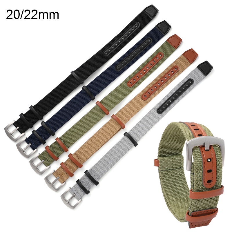 Dây Đeo Tay Bằng Vải Bạt Nylon Và Da Chống Nước Có Vòng Khóa Kích Thước 20mm 22mm Cho Đồng Hồ Nato