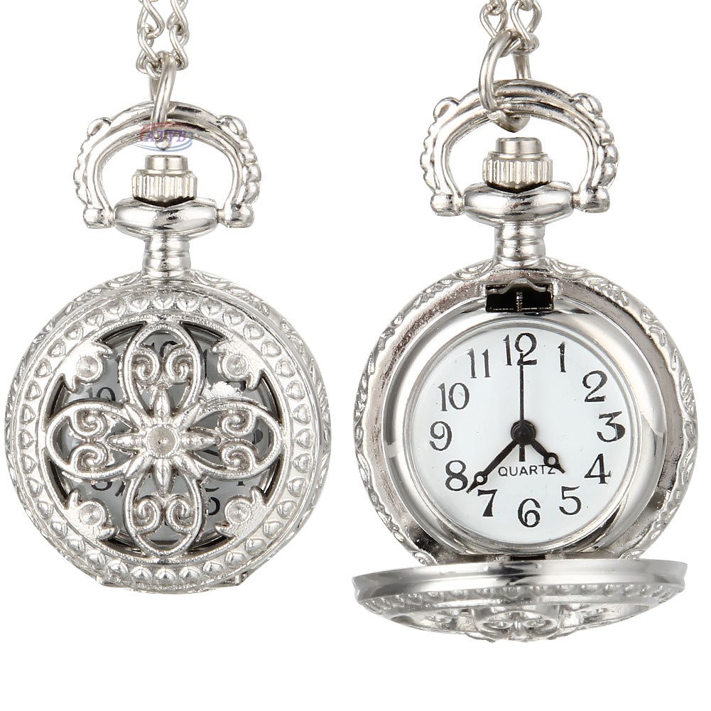 Đồng hồ quả quýt chạm khắc hình bông hoa phong cách vintage thời trang cho nữ