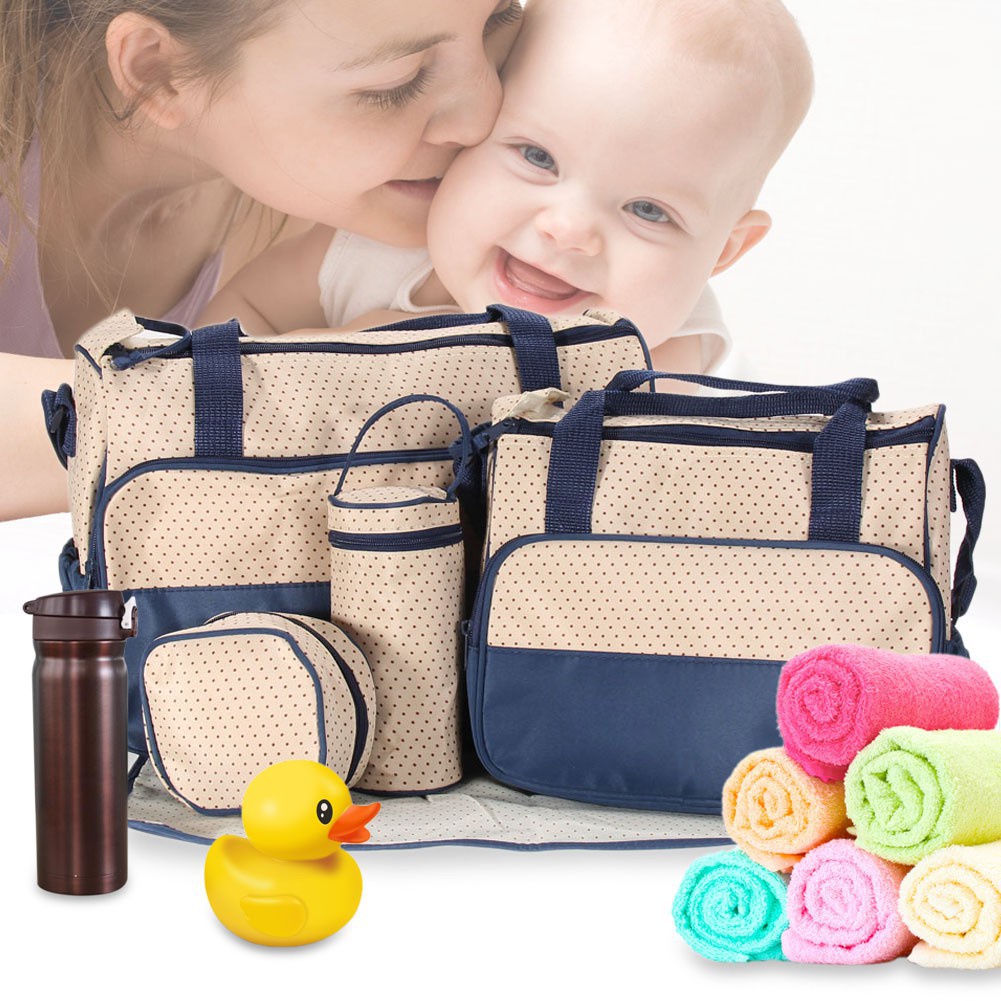 Set Túi Đựng Tã Lót Giữ Nhiệt Đa Năng Đeo Một Bên Vai Sức Chứa Lớn Cho Mẹ Bỉm Sữa