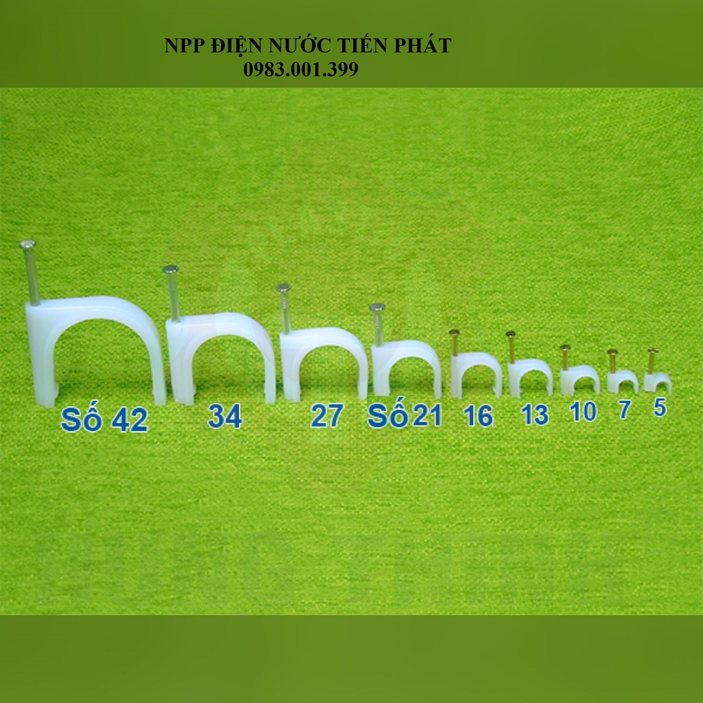 Đinh Móc Đóng Dây Điện - Móc Nhựa Đóng Đinh Nhiều Size: 5Mm, 7Mm, 10Mm, 13Mm, 16Mm, 21Mm, 27Mm, 34Mm, 42Mm