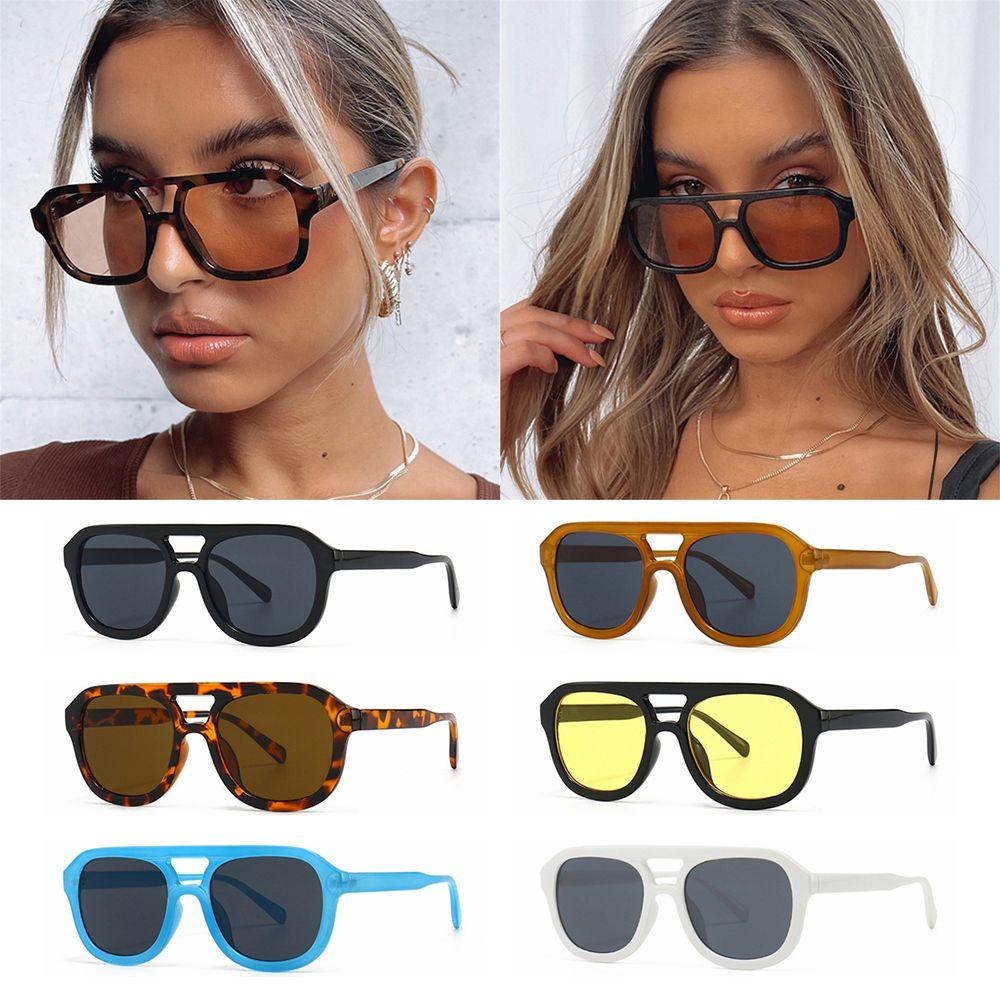 Kính Mát Gọng Đôi Họa Tiết Da Báo Chống Tia UV400 Thời Trang Cho Nữ
