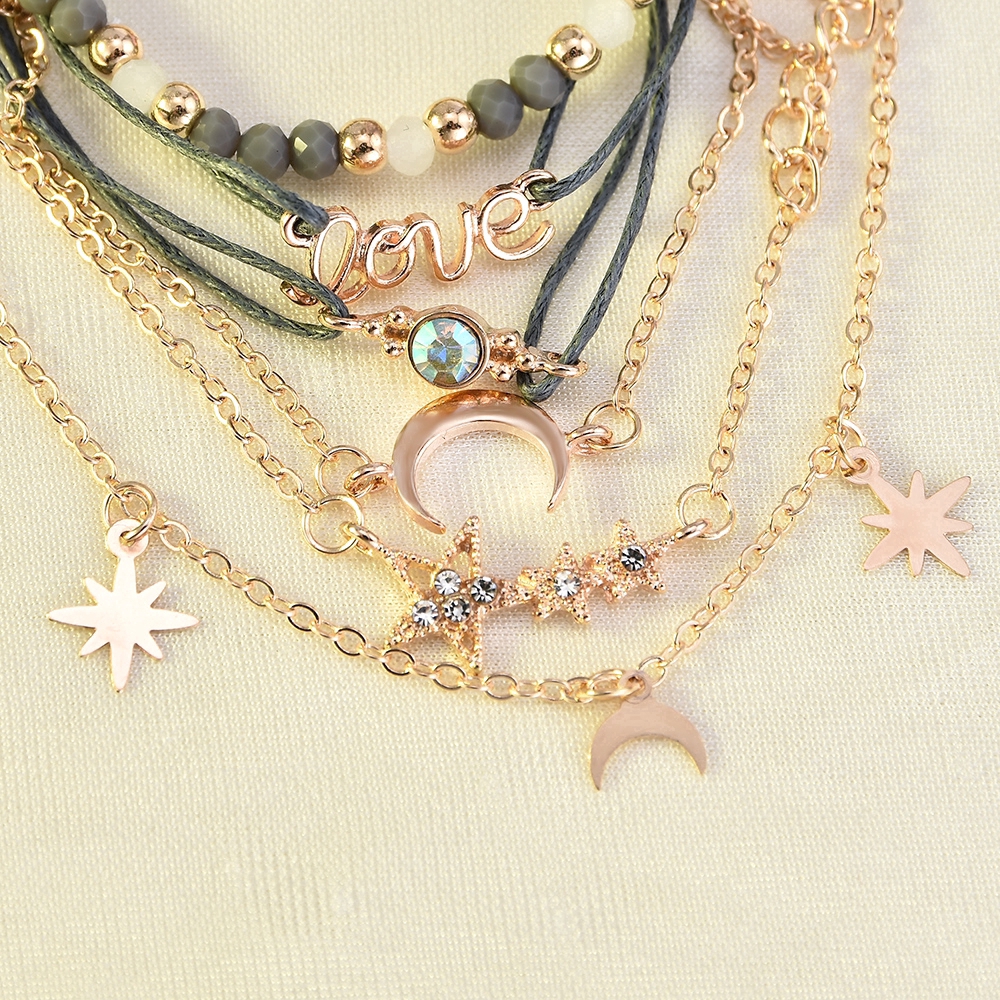 Bộ 6 vòng đeo tay kiểu dáng thời trang phong cách boho dành cho nữ