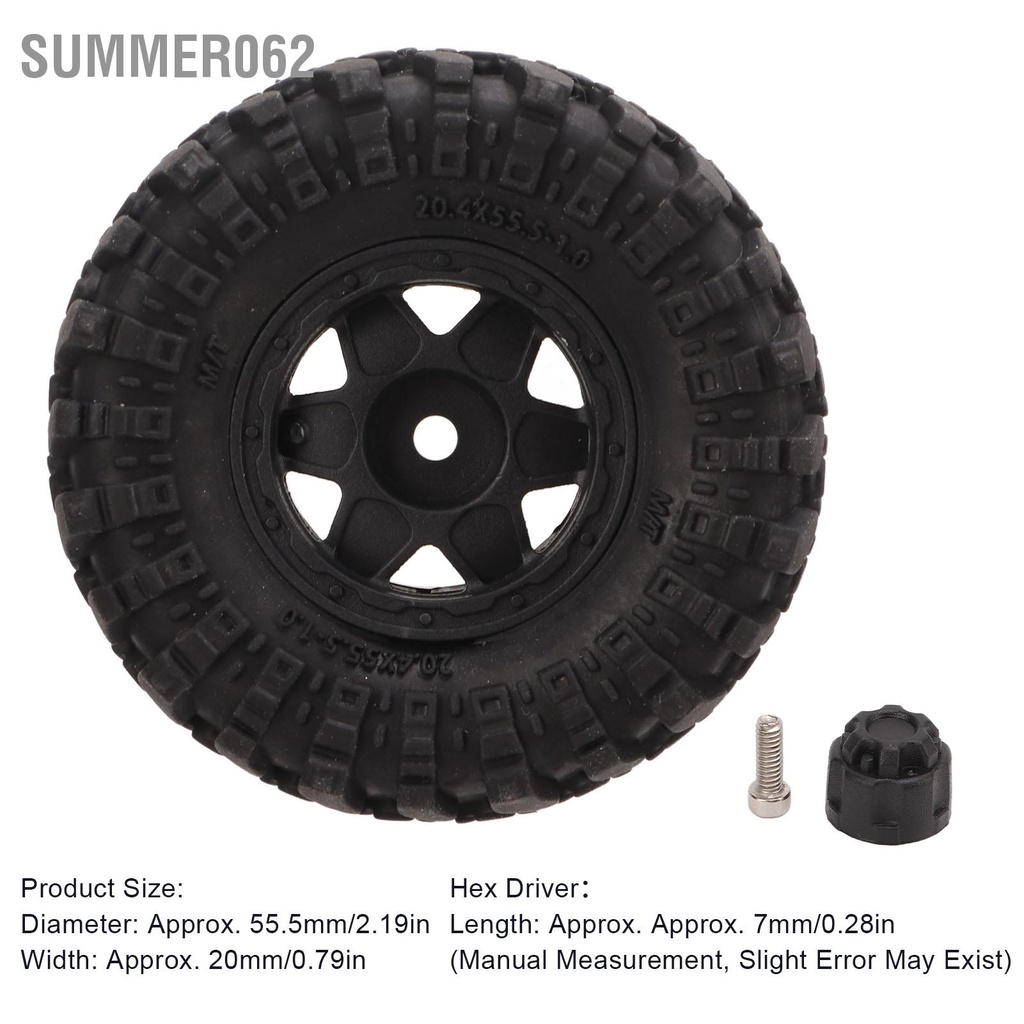 [Hàng Sẵn] Set 4 Bánh Xe 55.5mm 1.0inch Màu Đen Cho Xe Điều Khiển Từ Xa Axial SCX24 1 / 24 【Summer062】