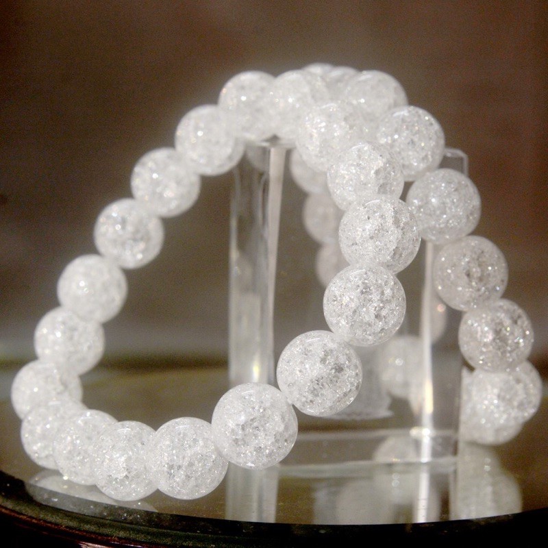 Vòng tay chuỗi đá mã não bông tuyết trắng