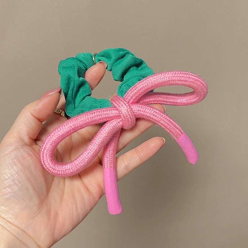 Dây Buộc Tóc Cao Su Nylon Hình Nơ Hồng Dễ Thương Cho Nữ