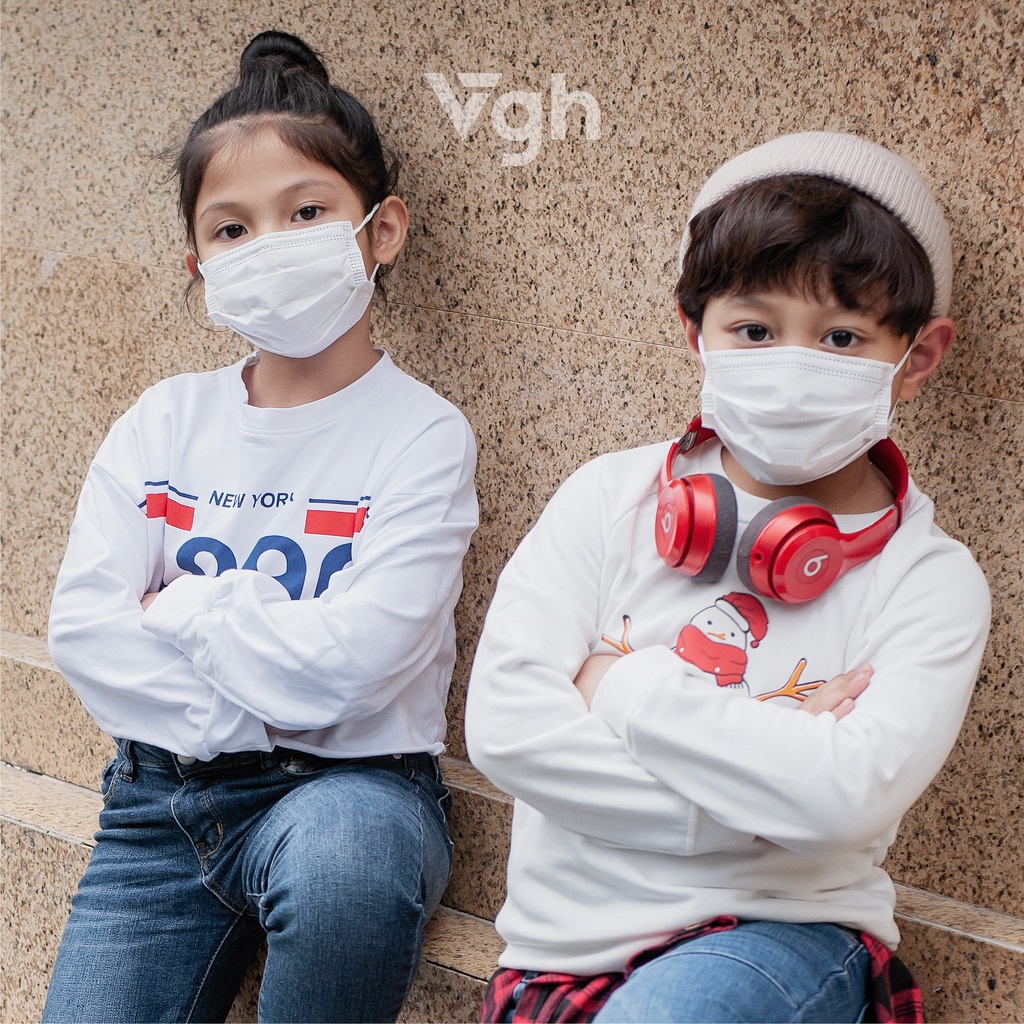 Khẩu trang VG KID cho bé kháng khuẩn, chống bụi mịn 99,98%, vừa vặn, dễ thở - Chính hãng VG Healthcare -  Hộp 20 chiếc