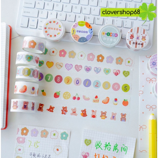 Băng Dính Washi Tape 2cm*3m Trang Trí Sổ Dễ Thương  Clovershop68