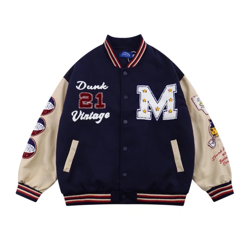 Áo khoác bóng chày thêu họa tiết chữ cái phong cách Hàn Quốc năng động