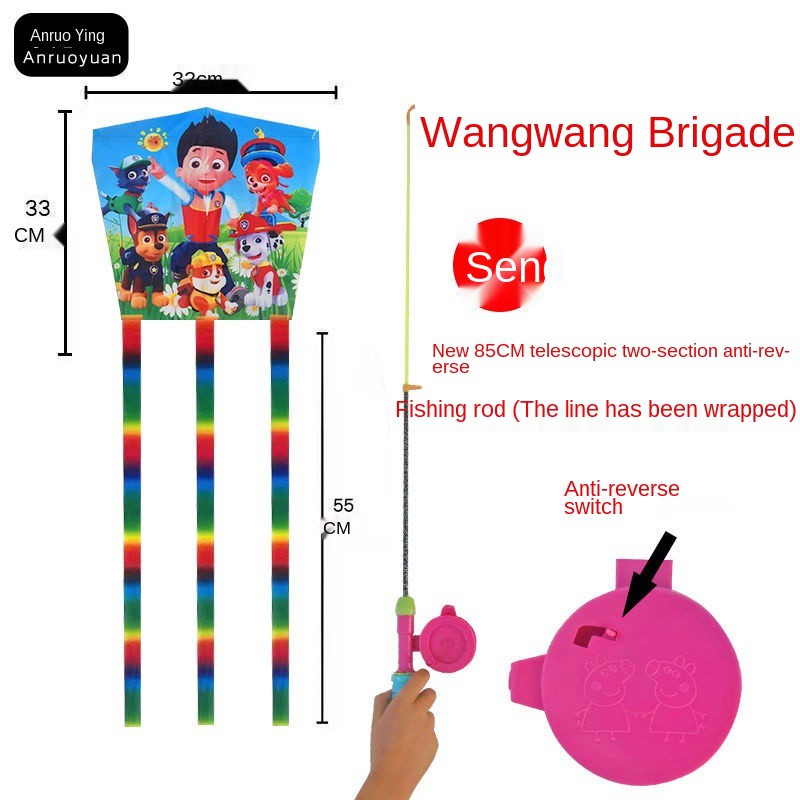 [Mua một tặng một] Cần câu cá Weifang có thể thu vào bằng nhựa hoạt hình trẻ em phụ huynh-con diều nhỏ đồ chơi vàn