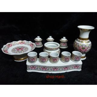 Combo thờ cúng Ông Địa Thần Tài sen hồng _size nhỏ
