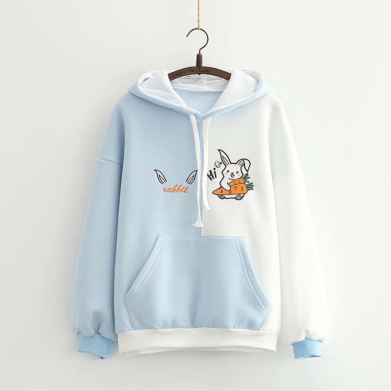 ÁO HOODIE NÓN NỮ HÀNG FREESIZE 1 CỠ FORM DÁNG RỘNG DƯỚI 65KG MẶC VỪA (TÚI BỤNG, THỎ CÀ RỐT) | BigBuy360 - bigbuy360.vn