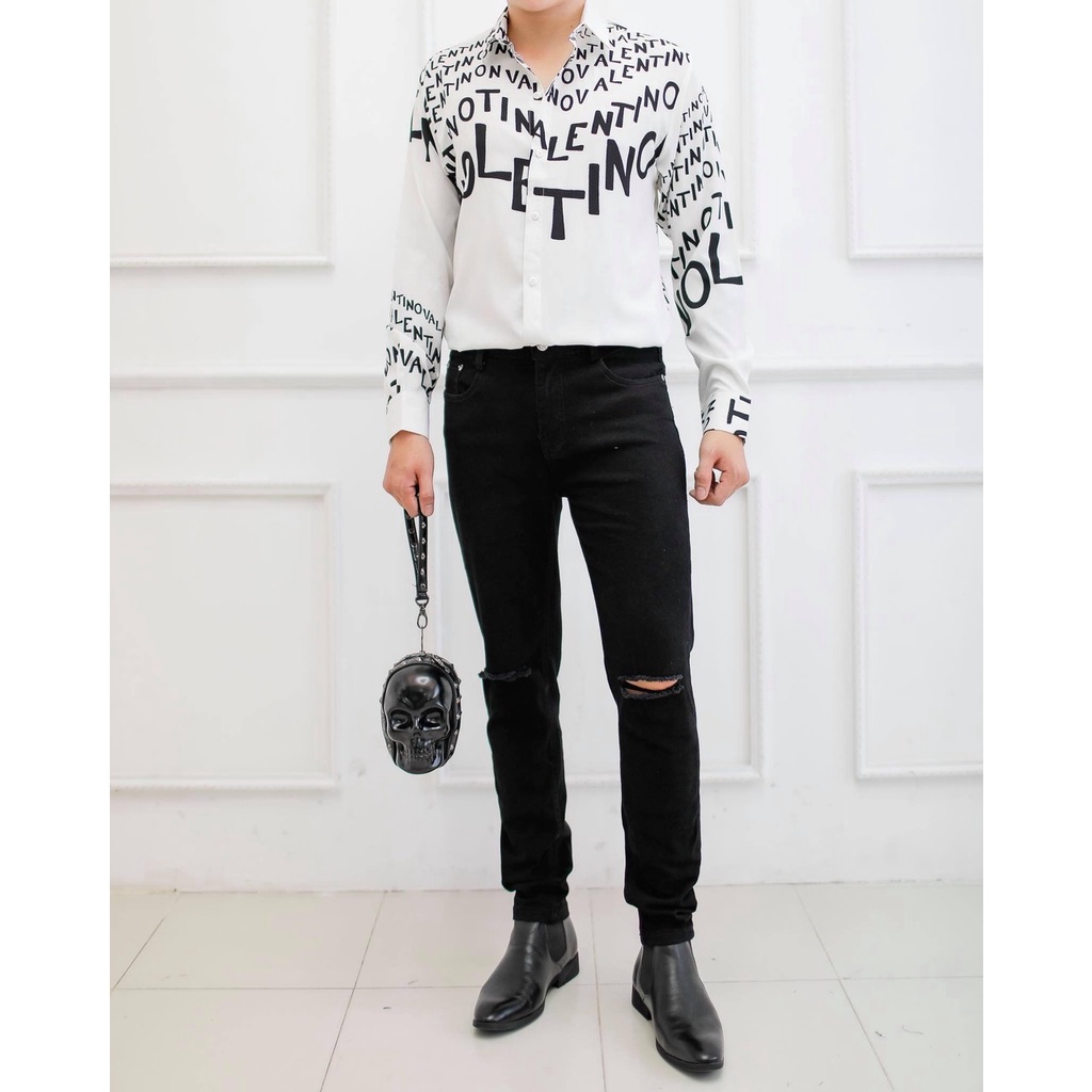 Quần jean nam AMIRI co dãn cao cấp jean khóa kéo phối rách chuẩn đẹp như hình