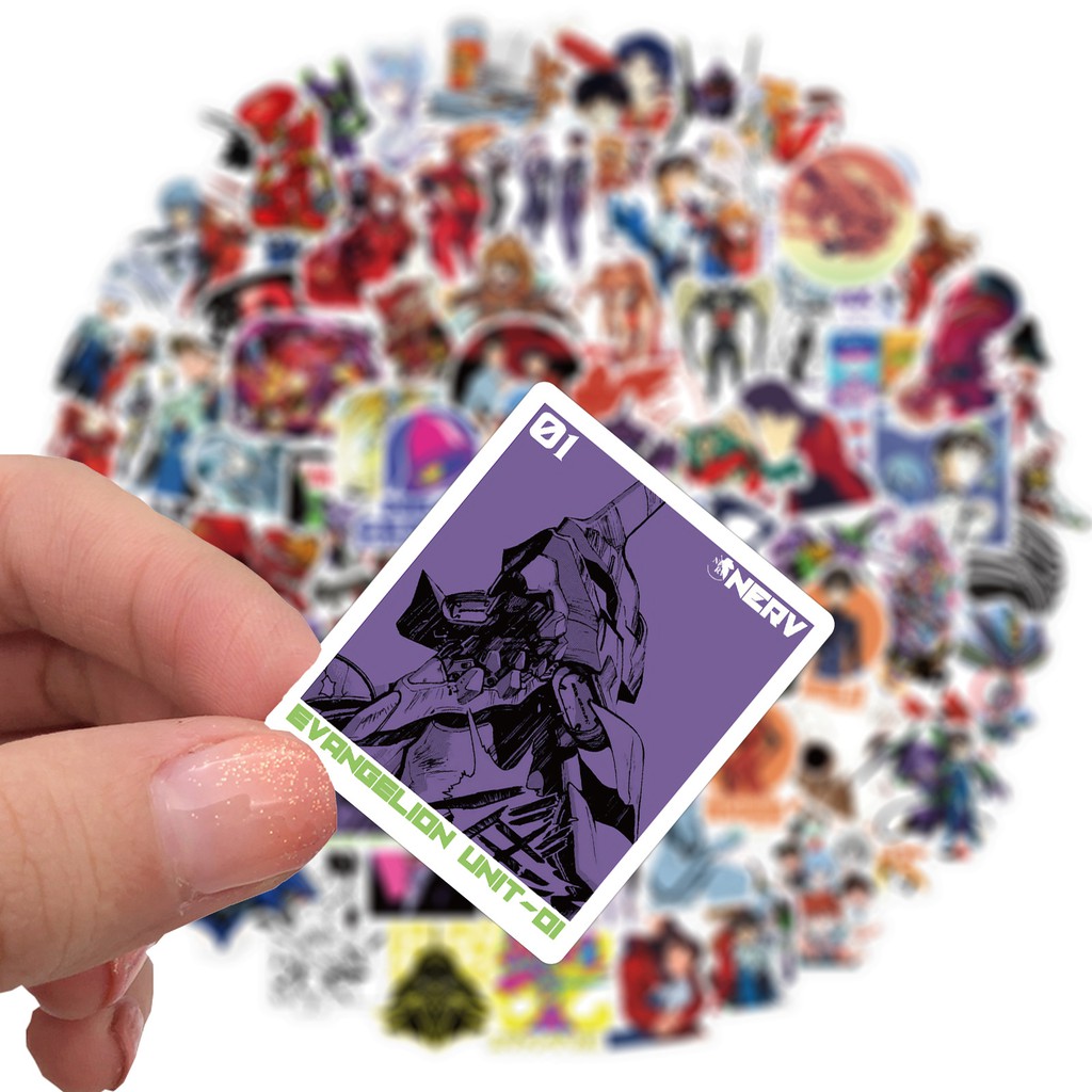 Set 100 miếng sticker dán trang trí hình anime NEON GENESIS EVANGELION