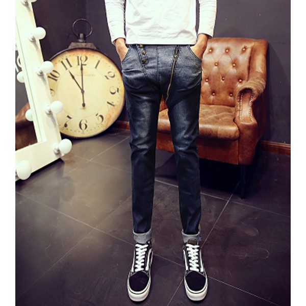 quần jeans dây kéo xéo phối màu Mã: ND0881