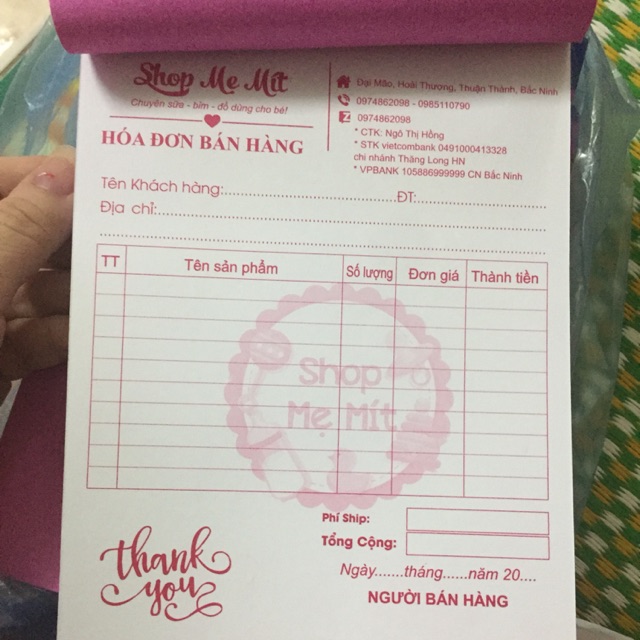 10q hoá đơn 1 liên thu hồng