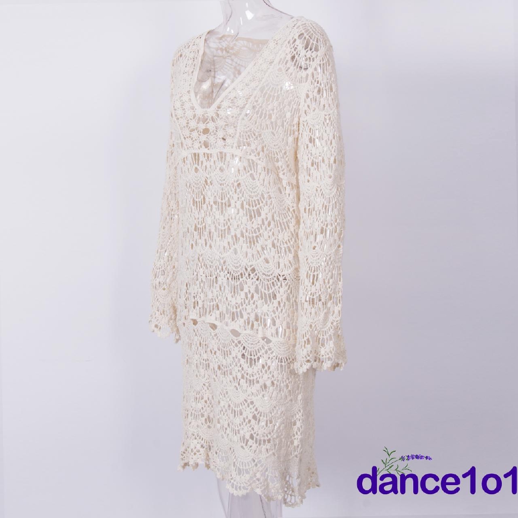 ☛☏❤Fashion Women Lace Crochet Bikini Cover Up Swimwear Summer Beach Dress Pool Bathing Sea