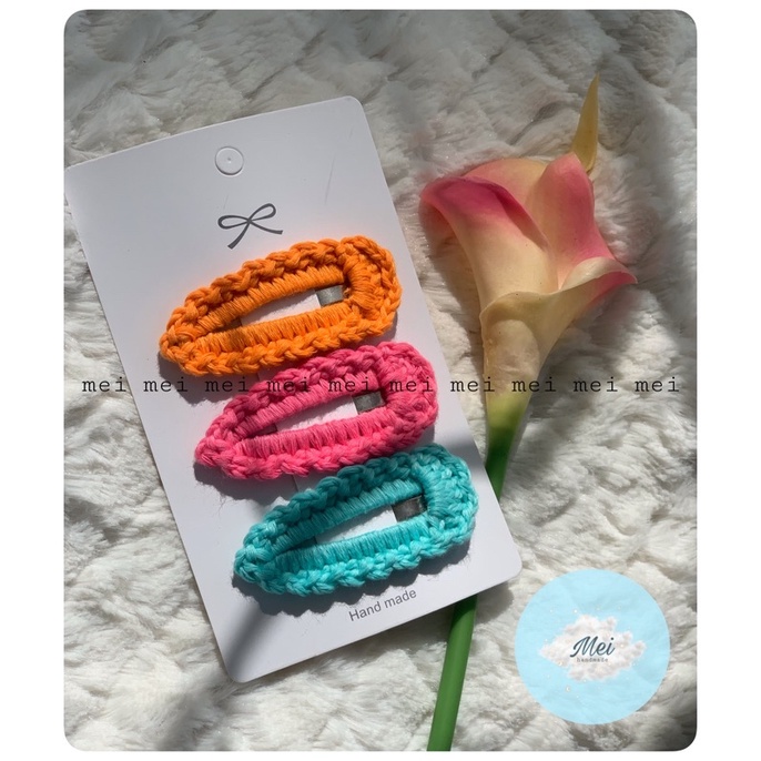 Set kẹp len trơn màu sắc Made by Mei, set kẹp tóc handmade xinh xắn cho bé, bạn gái
