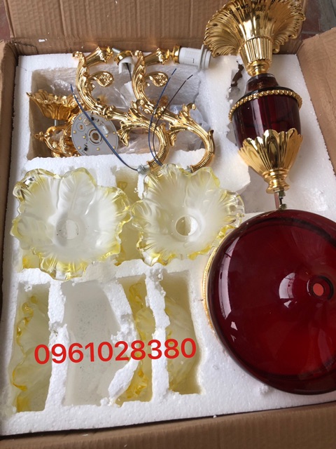 Đèn chùm- Đèn chùm treo trần trang trí bông cải tím 15tay -Tặng bóng led