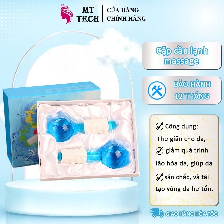 Cặp Cầu Lạnh Massage Mặt Quả Cầu Băng Nâng Cơ Đẩy Sâu Tinh Chất Se Khít Lỗ Chân Lông.