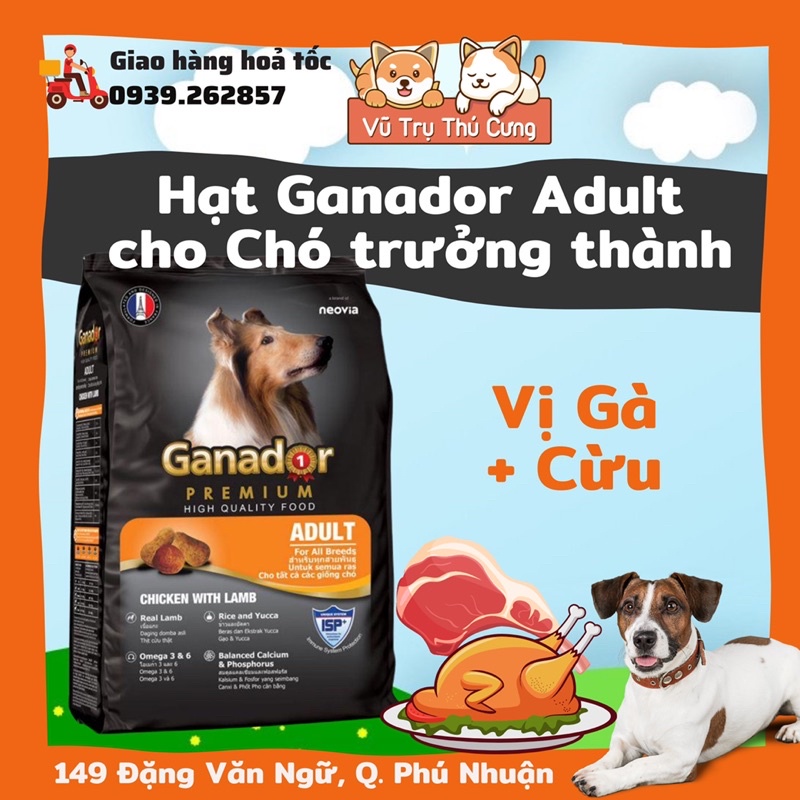 Hạt Ganador cho Chó con, chó lớn, bịch 400g