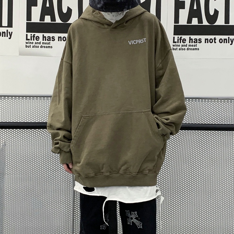 Áo hoodie Tay Dài Dáng Rộng Phong Cách retro Thời Trang Cho Nam Giới
