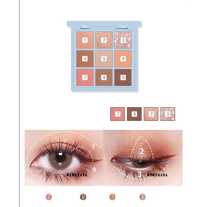 Bảng Phấn Mắt Nhũ Lì 9 Ô MEMERABA SWEET GIRL MB042 | BigBuy360 - bigbuy360.vn