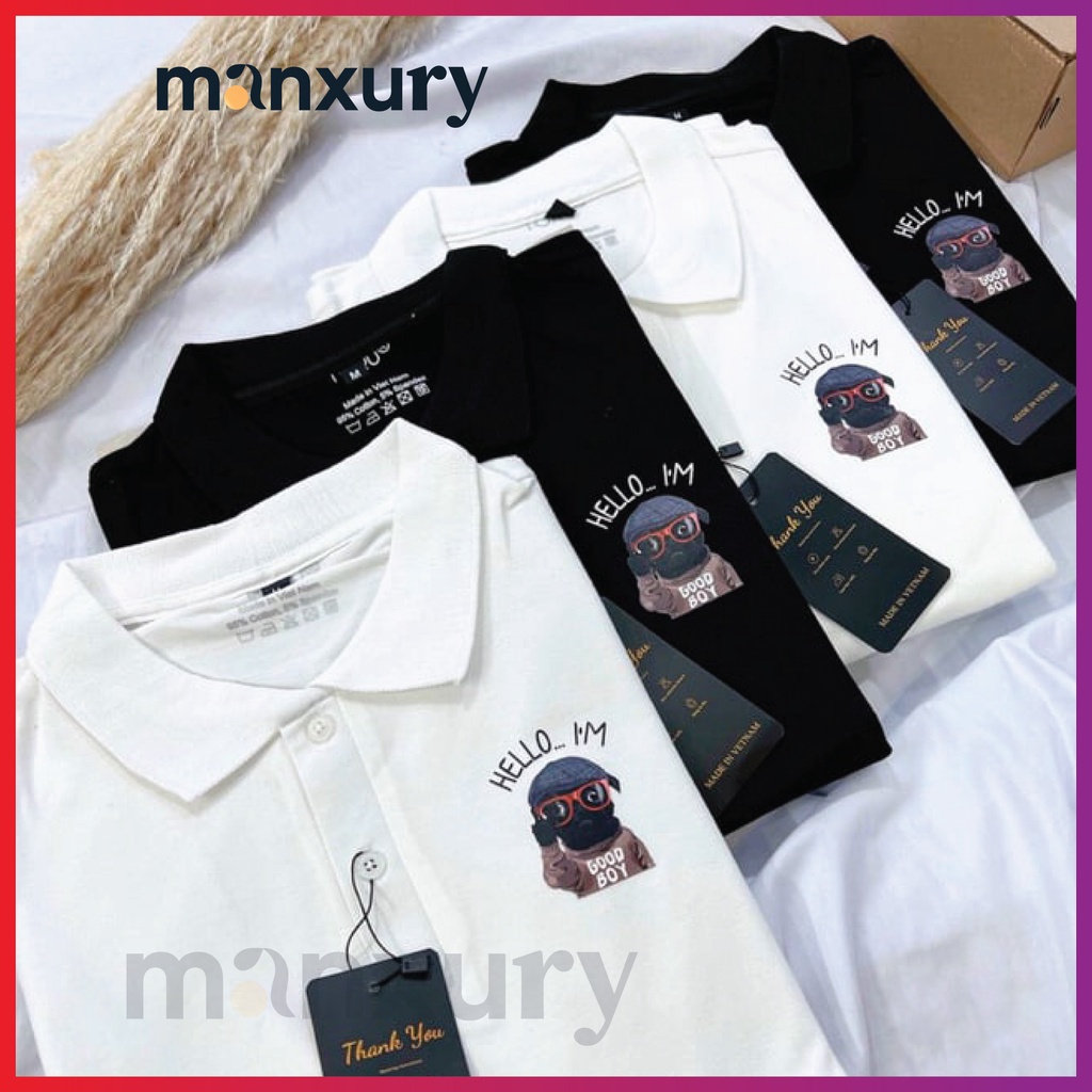 Áo thun nam cổ bẻ, áo polo nam GOBO MANXURY hình Pugdog chất liệu vải Cotton cá sấu mềm mịn, mặc chuẩn form dáng