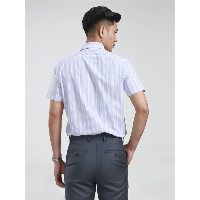 Áo sơ mi nam ngắn tay Aristino  sợi sồi mềm mát tà bằng regular ASS011S8