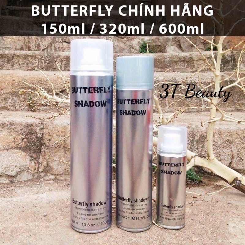 Gôm xịt tóc Butterfly Shadow 150ml 320ml 600ml Chính hãng, Gôm bạc giữ nếp tạo kiểu nam nữ GM01